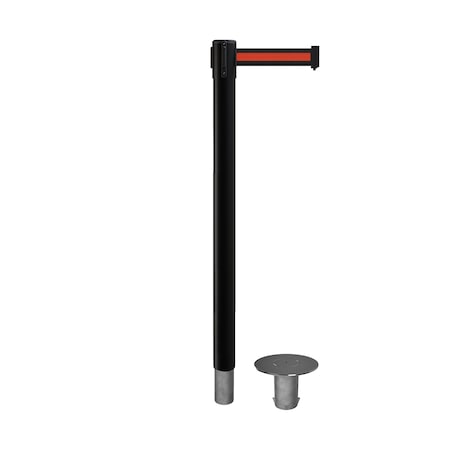 Montour Line Stanchion Belt Barrier Removable Base Black Post 11ft.Bk/R H Belt P400R-BK-BRH-110